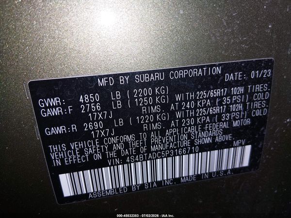 2023 SUBARU OUTBACK PREMIUM — I9