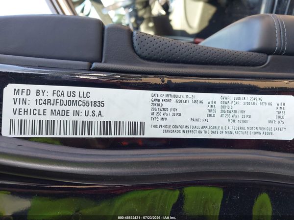 2021 JEEP GRAND CHEROKEE SRT 4X4