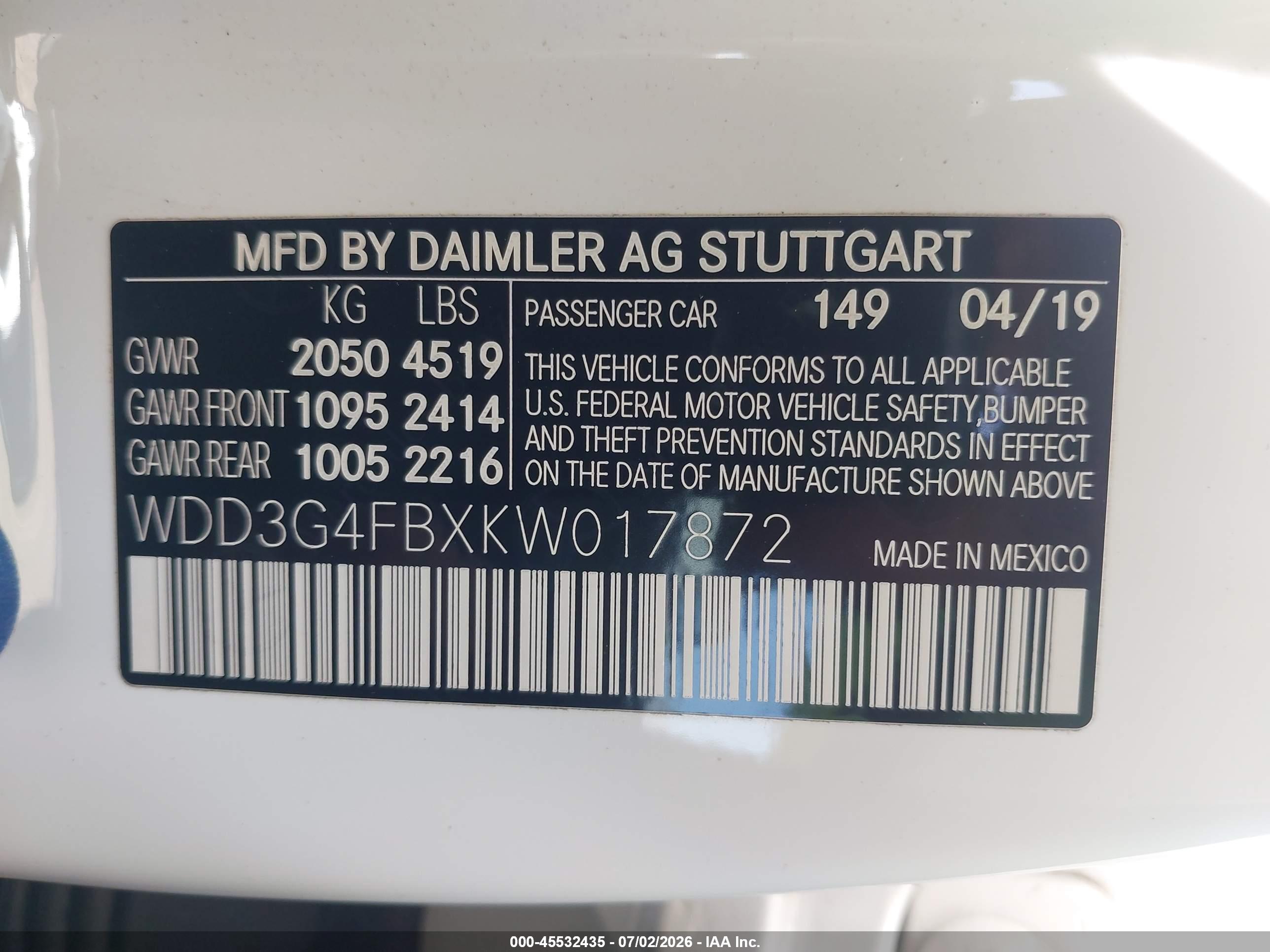 2019 MERCEDES-BENZ A 220 4MATIC