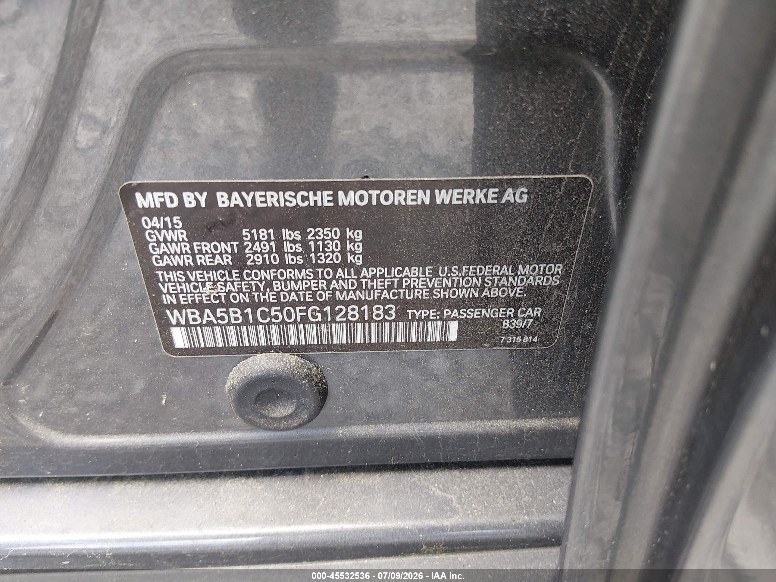 2015 BMW 535I