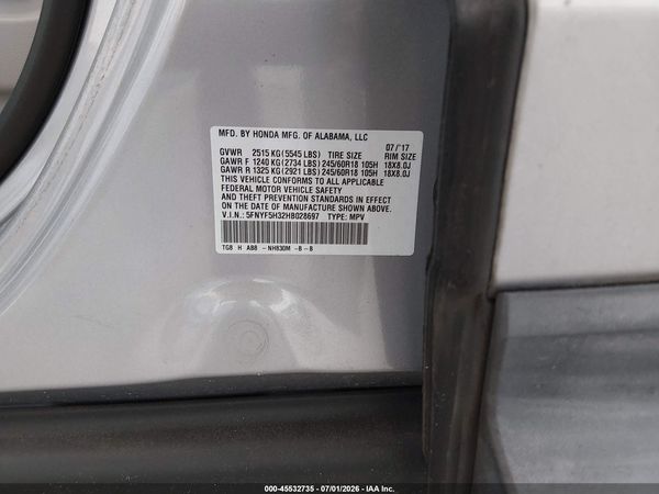 2017 HONDA PILOT EX
