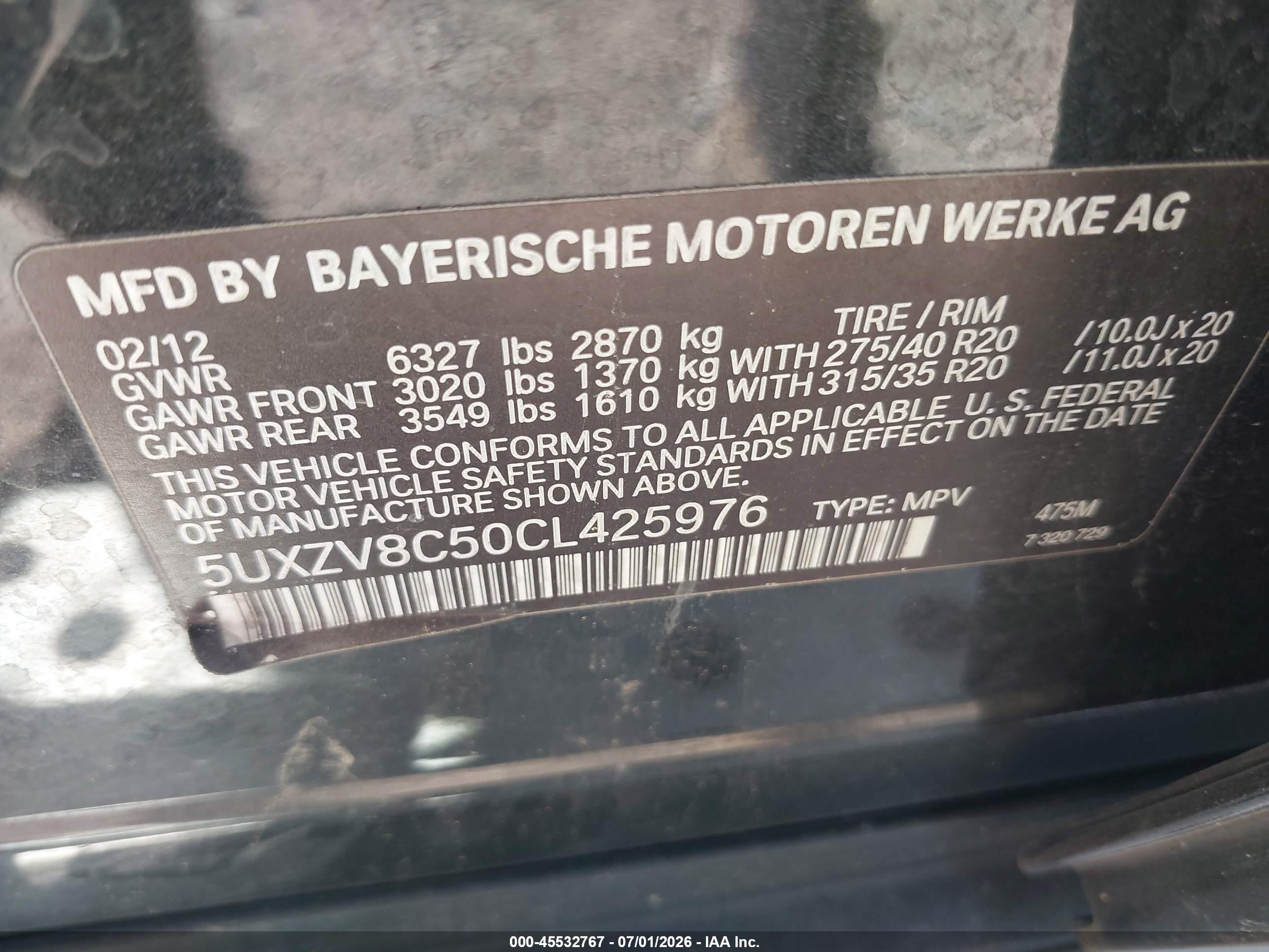 2012 BMW X5 XDRIVE50I