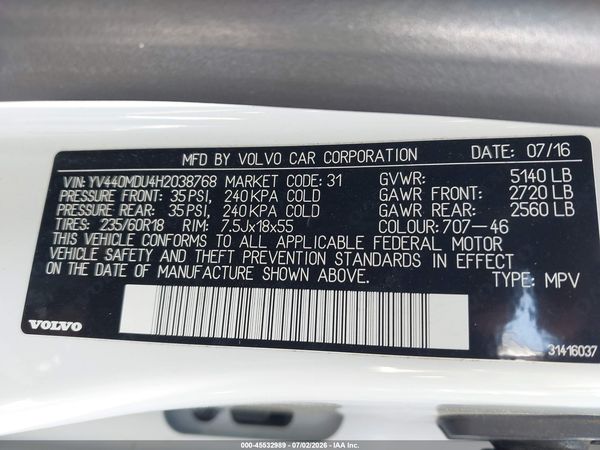 2017 VOLVO XC60 T5 INSCRIPTION