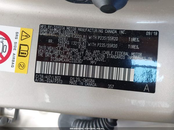 2019 LEXUS RX 450H 450h Standard