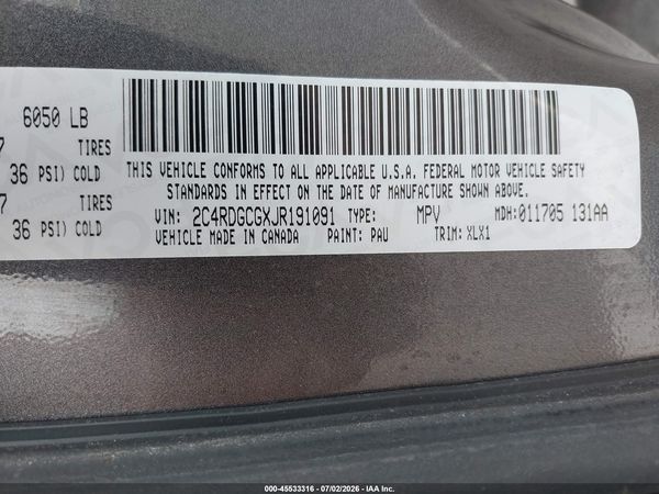 2018 DODGE GRAND CARAVAN SXT