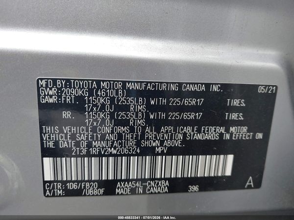2021 TOYOTA RAV4 LE