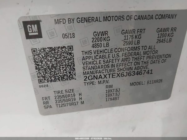 2018 CHEVROLET EQUINOX LT — I9