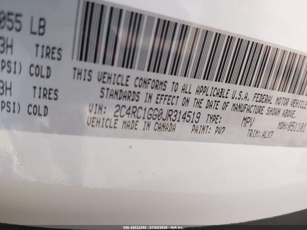 2018 CHRYSLER PACIFICA LIMITED