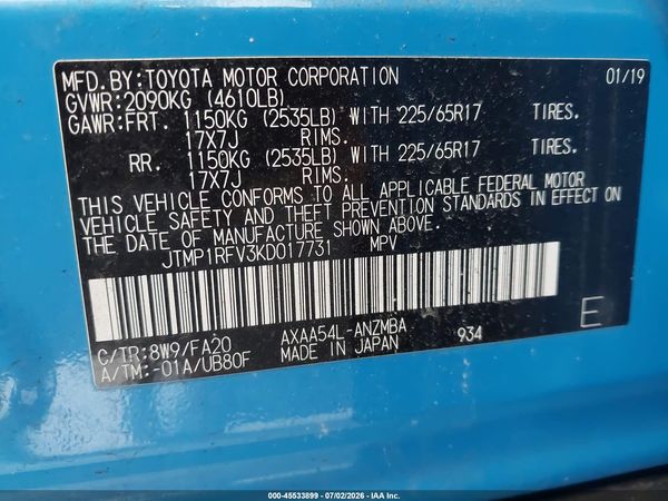 2019 TOYOTA RAV4 XLE