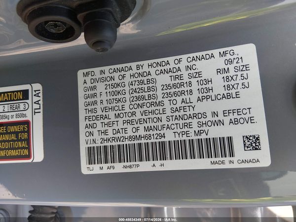 2021 HONDA CR-V AWD EX-L