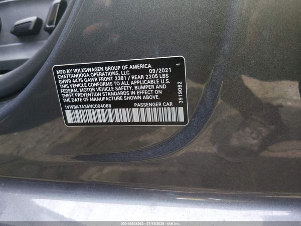 2022 VOLKSWAGEN PASSAT 2.0T LIMITED EDITION — I9