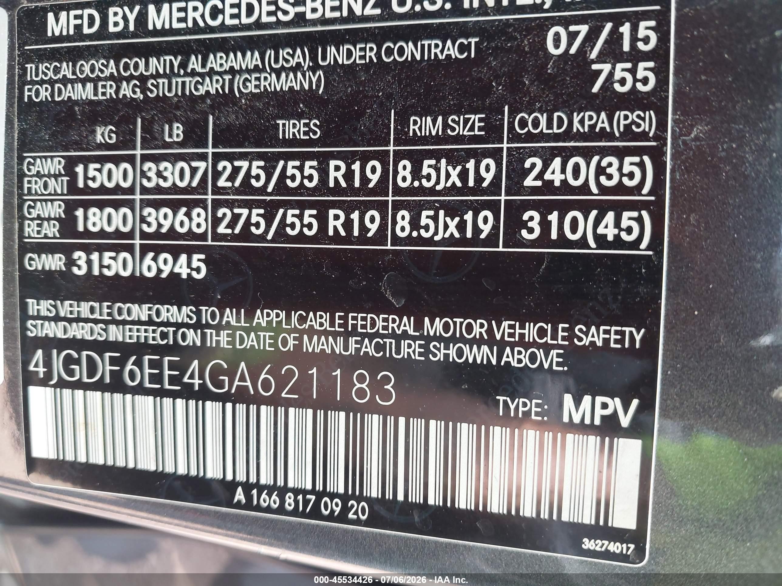 2016 MERCEDES-BENZ GL 450 4MATIC