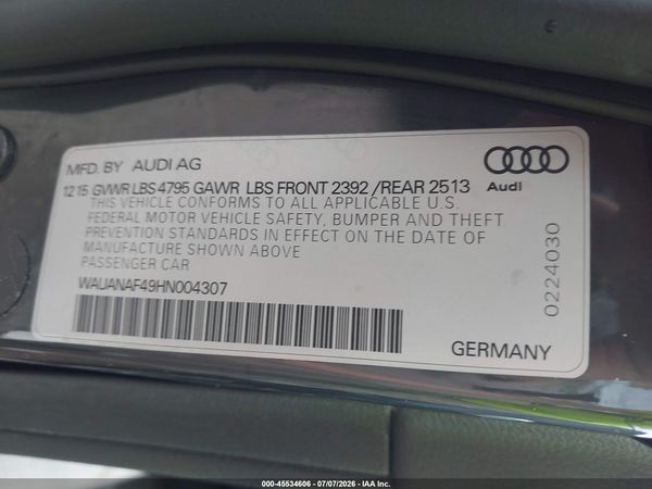 2017 AUDI A4 PREMIUM — I9