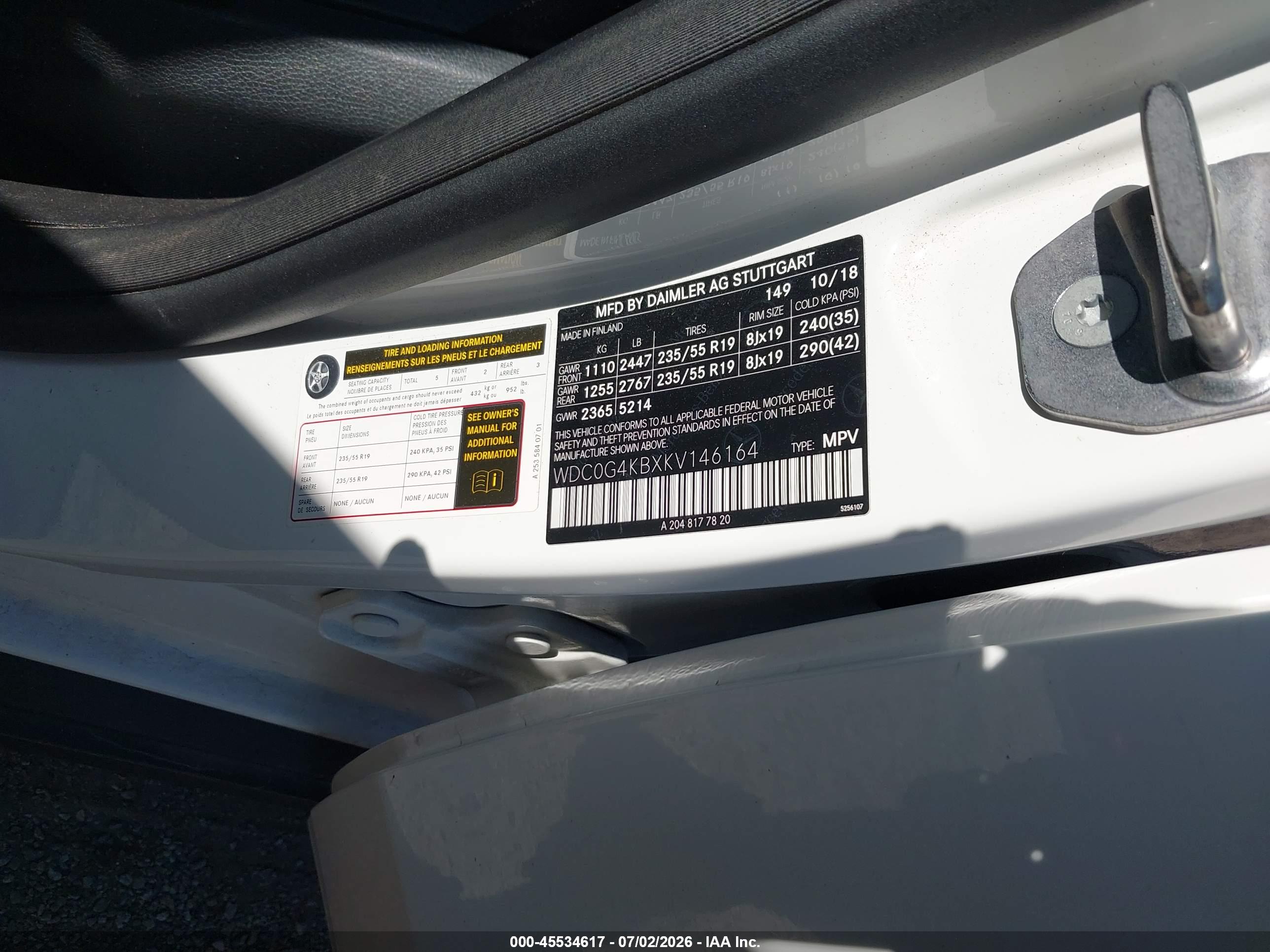 2019 MERCEDES-BENZ GLC 300 4MATIC