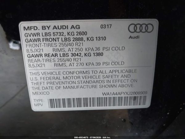 2018 AUDI SQ5 3.0T PREMIUM PLUS