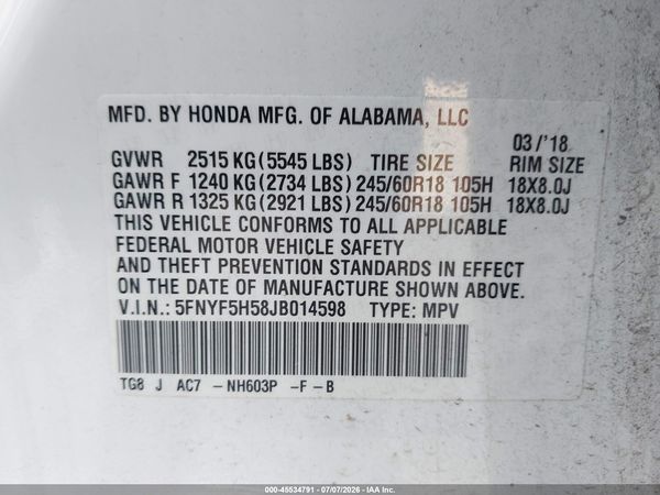 2018 HONDA PILOT EX-L