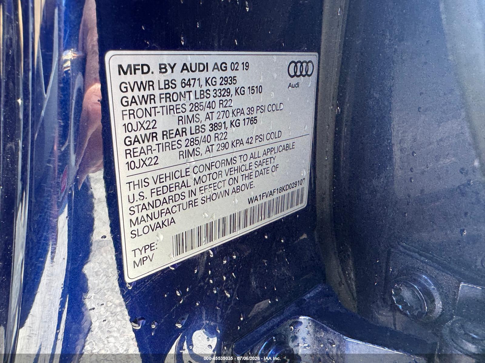 2019 AUDI Q8 55 PREMIUM
