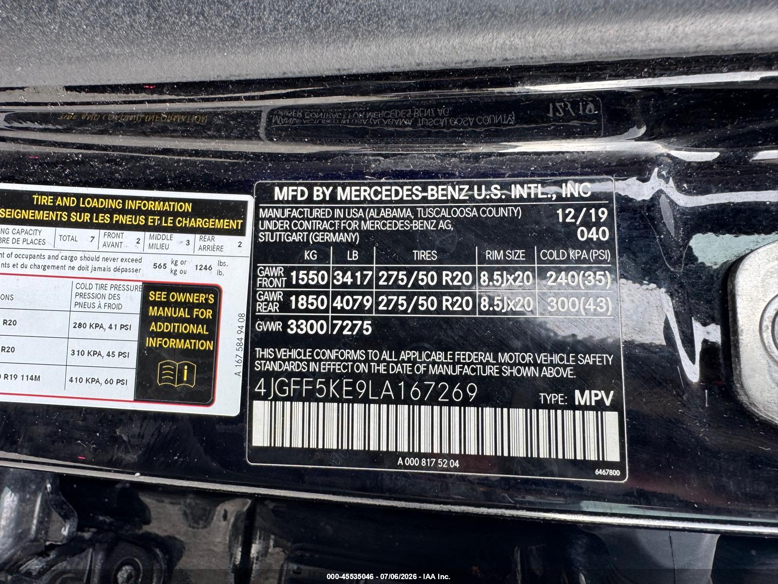 2020 MERCEDES-BENZ GLS 450 4MATIC