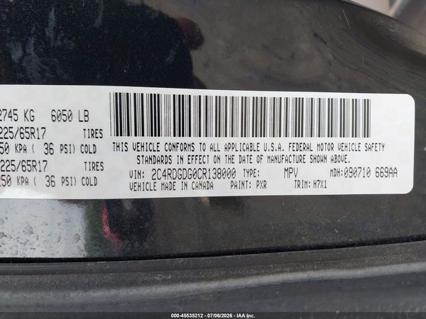 2012 DODGE GRAND CARAVAN CREW
