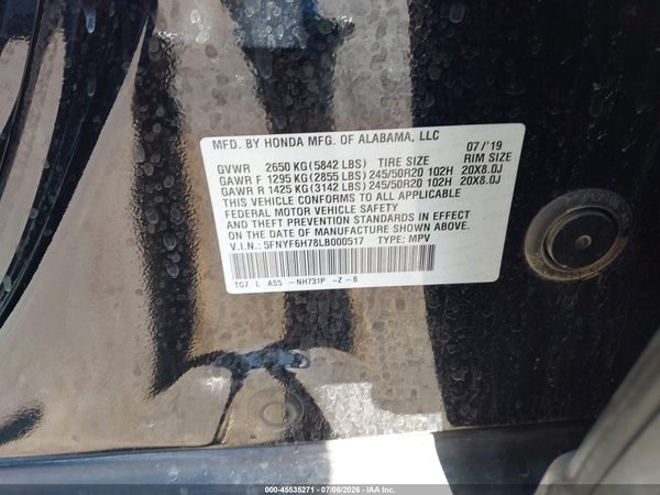 2020 HONDA PILOT AWD BLACK EDITION