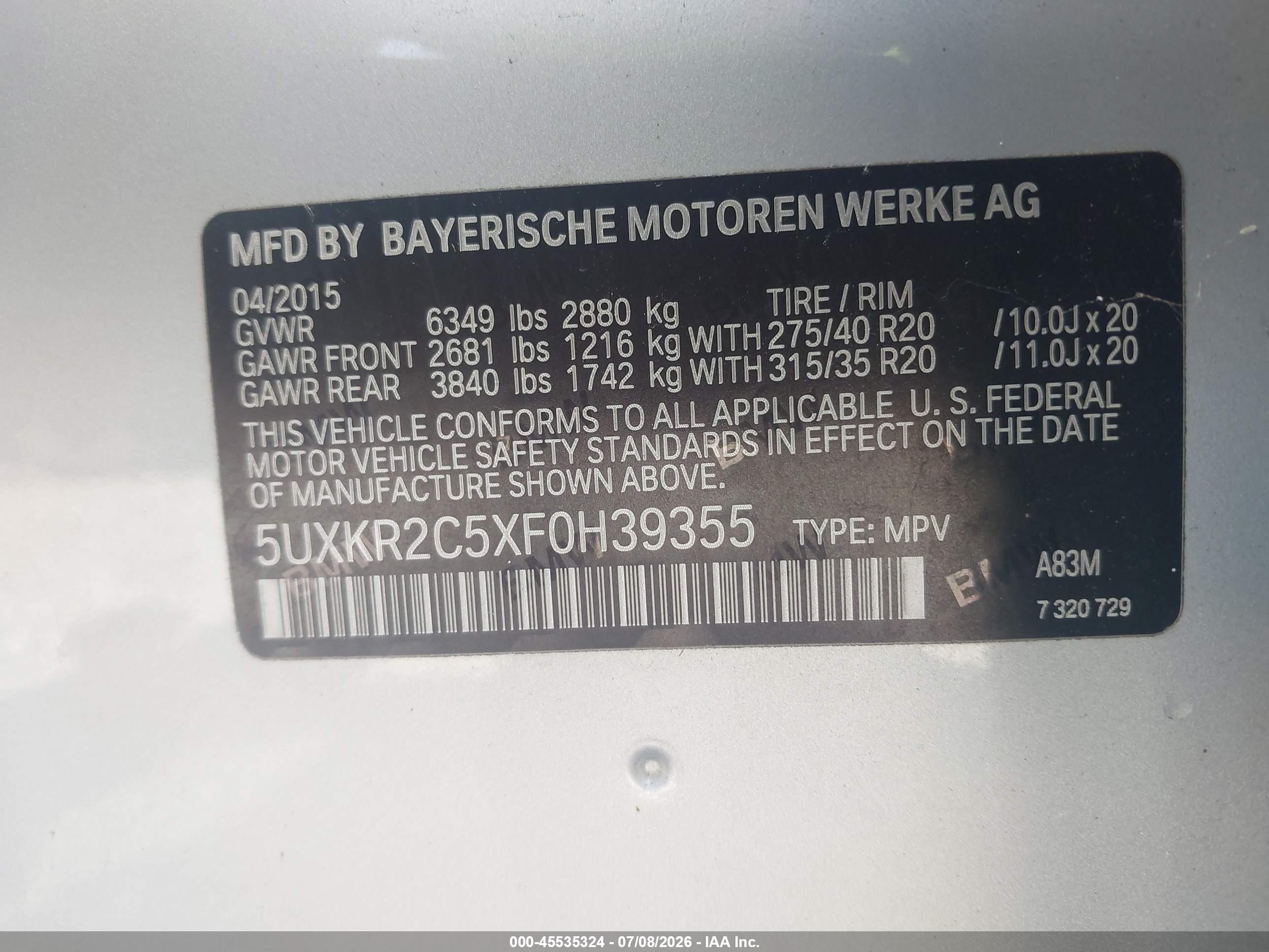 2015 BMW X5 SDRIVE35I