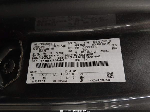 2018 FORD F-150 LARIAT/XL/XLT