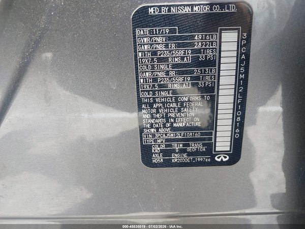 2020 INFINITI QX50 ESSENTIAL