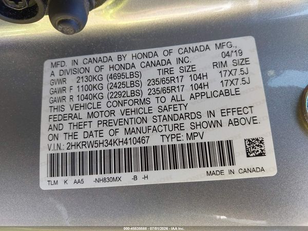 2019 HONDA CR-V LX