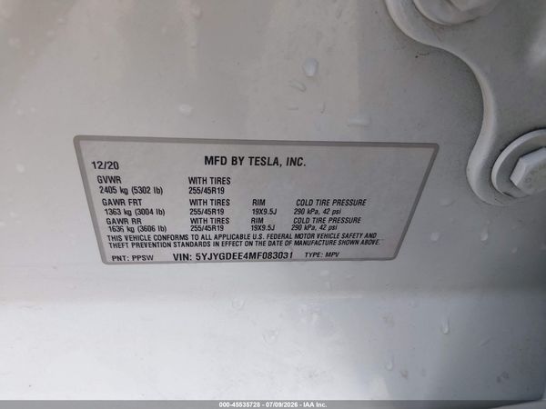 2021 TESLA MODEL Y