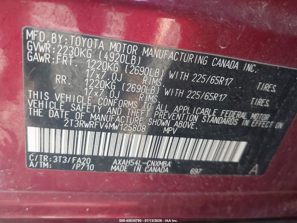 2021 TOYOTA RAV4 HYBRID XLE