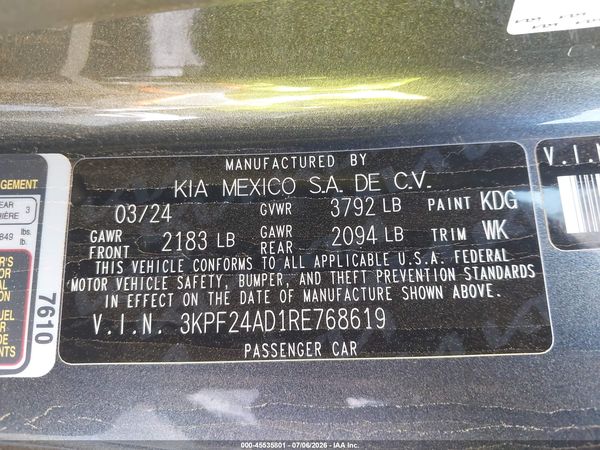 2024 KIA FORTE LXS