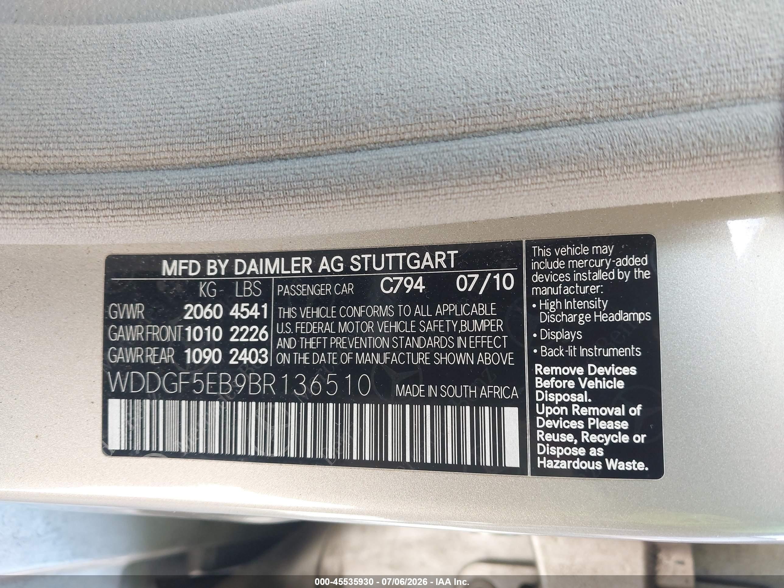 2011 MERCEDES-BENZ C 300 C300