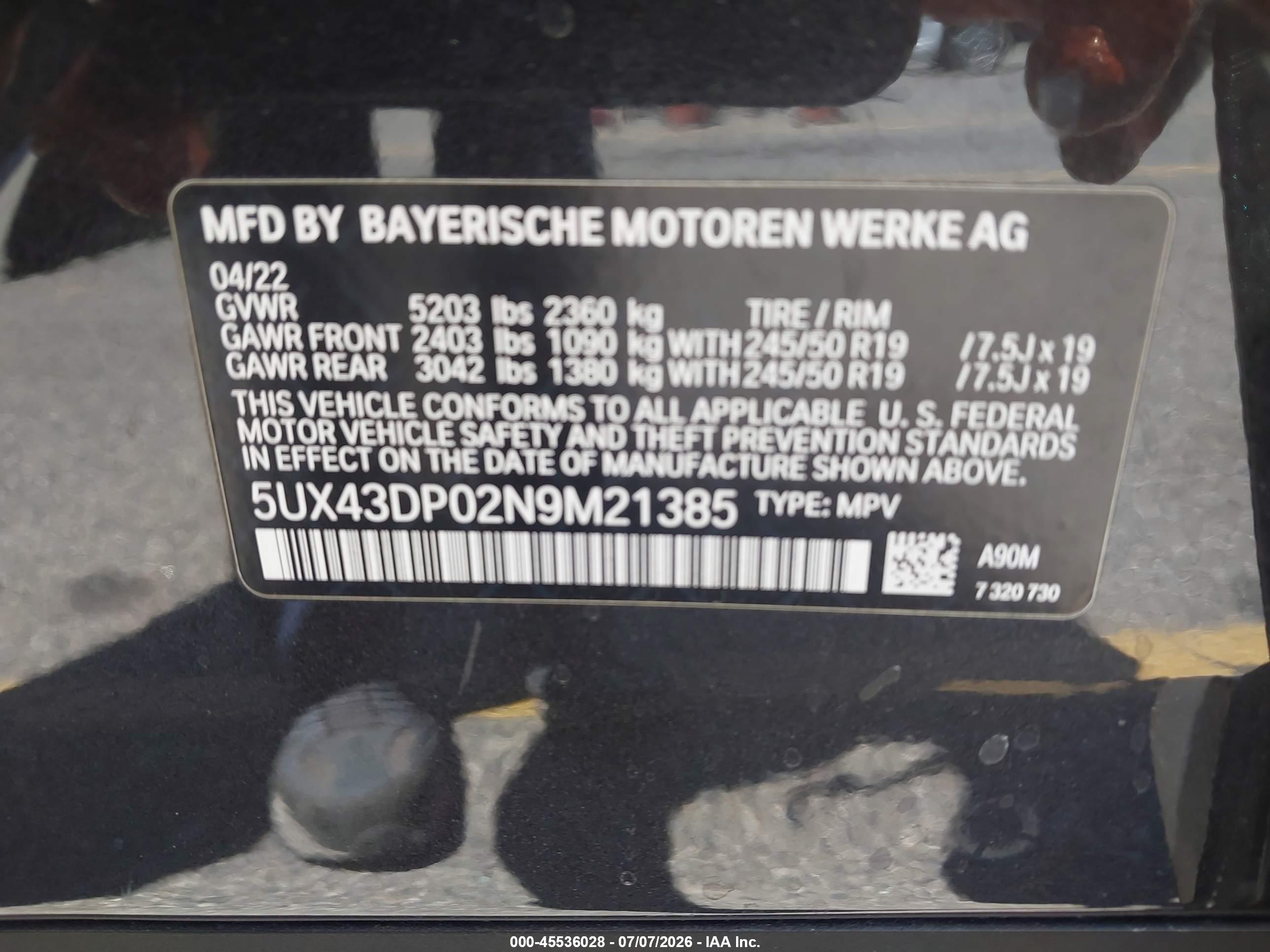 2022 BMW X3 SDRIVE30I