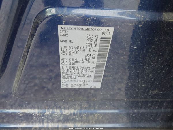 2020 NISSAN PATHFINDER SV 2WD