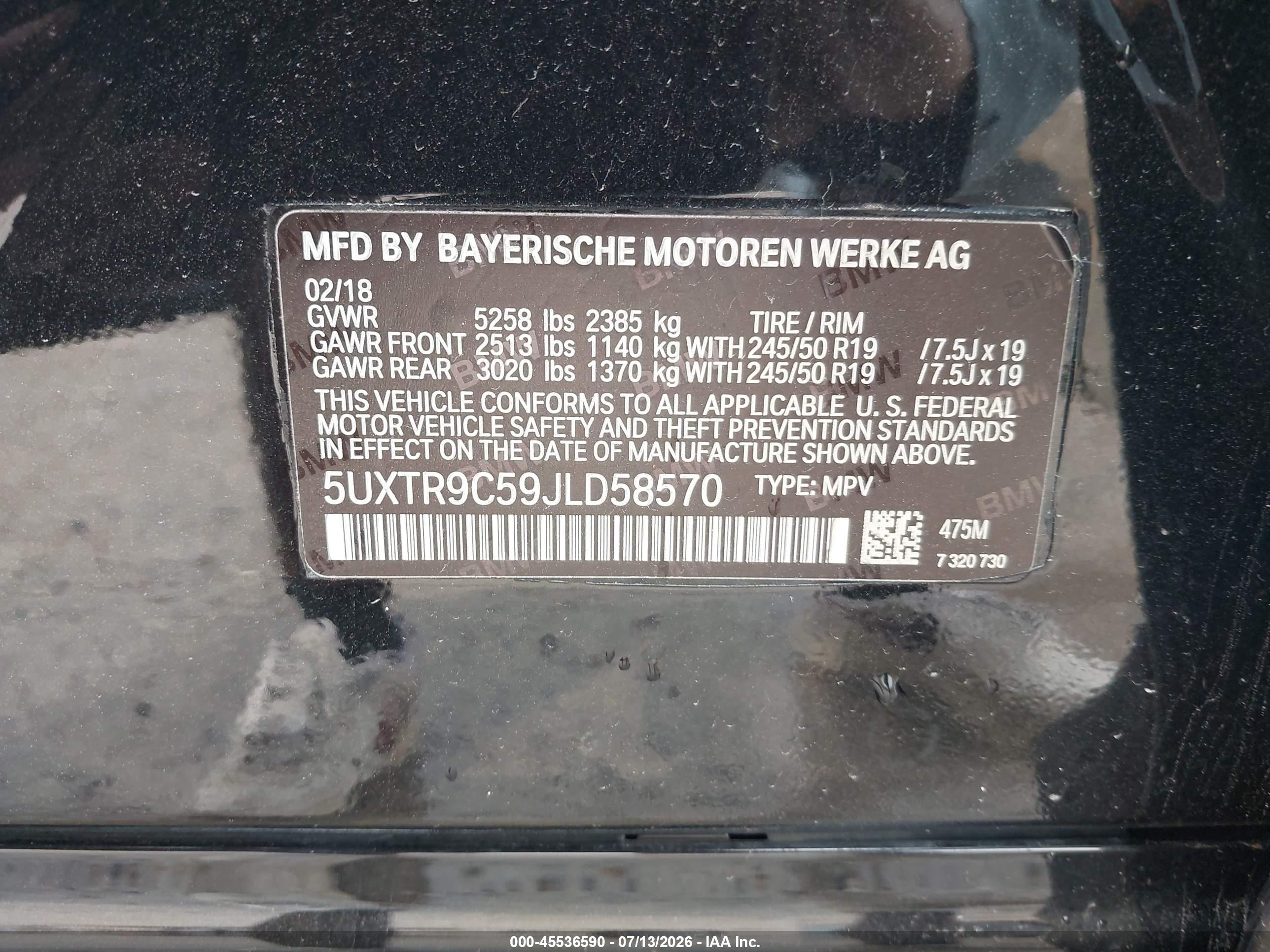 2018 BMW X3 XDRIVE30I