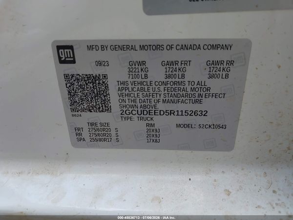 2024 CHEVROLET SILVERADO 1500 4WD  SHORT BED RST — I9