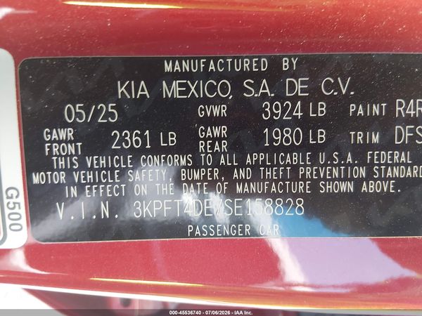2025 KIA K4 LXS