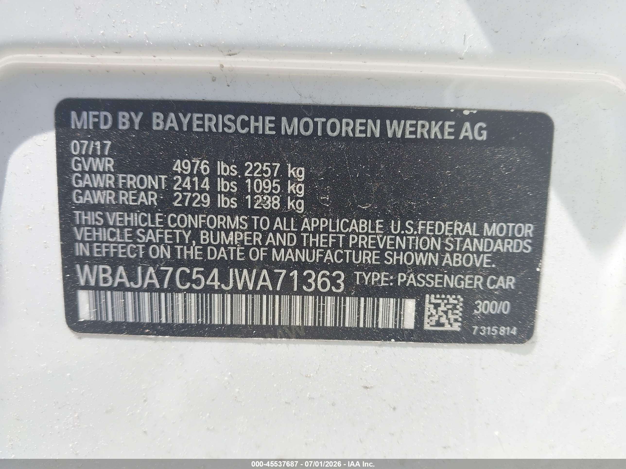 2018 BMW 530I XDRIVE