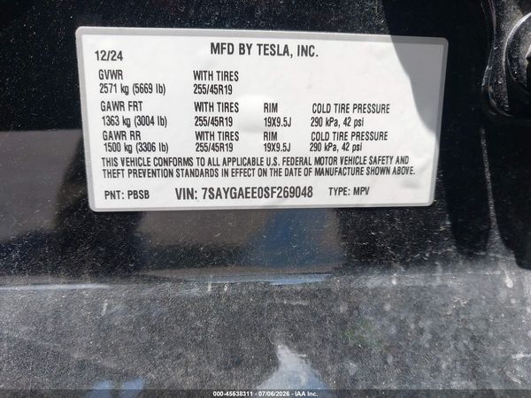 2025 TESLA MODEL Y