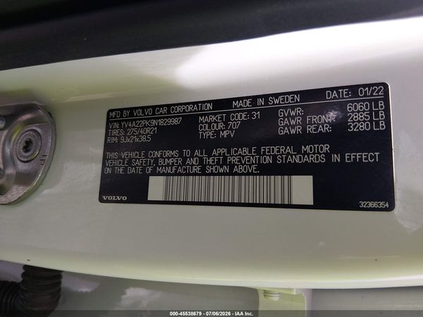2022 VOLVO XC90 T6 MOMENTUM 7 PASSENGER