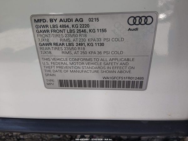 2015 AUDI Q3 2.0T PREMIUM PLUS