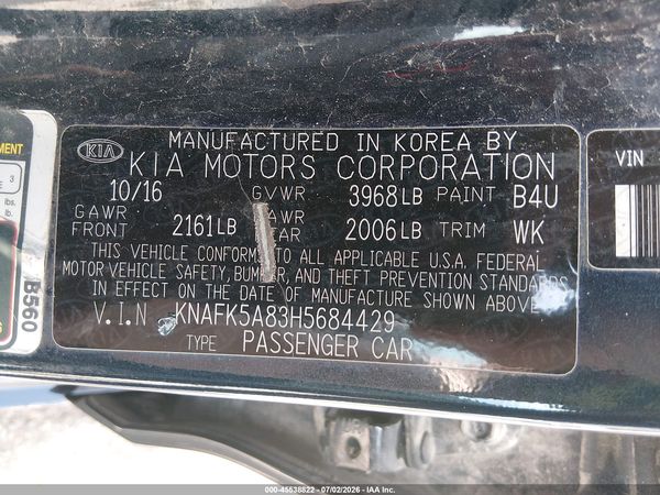 2017 KIA FORTE LX