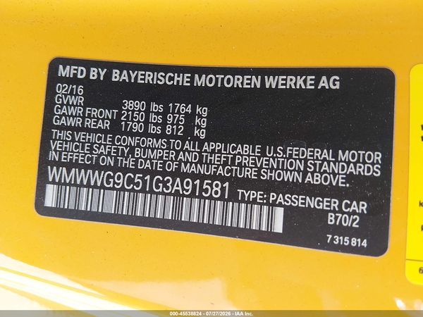 2016 MINI CONVERTIBLE COOPER S