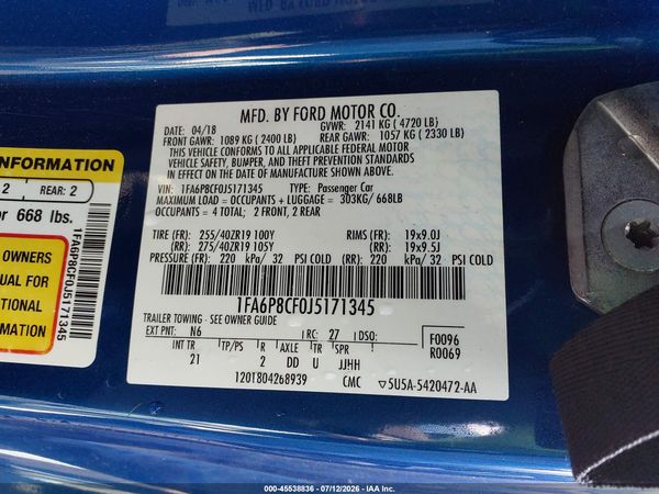 2018 FORD MUSTANG GT/GT PREMIUM
