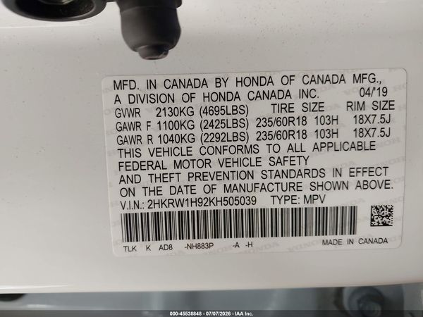 2019 HONDA CR-V TOURING