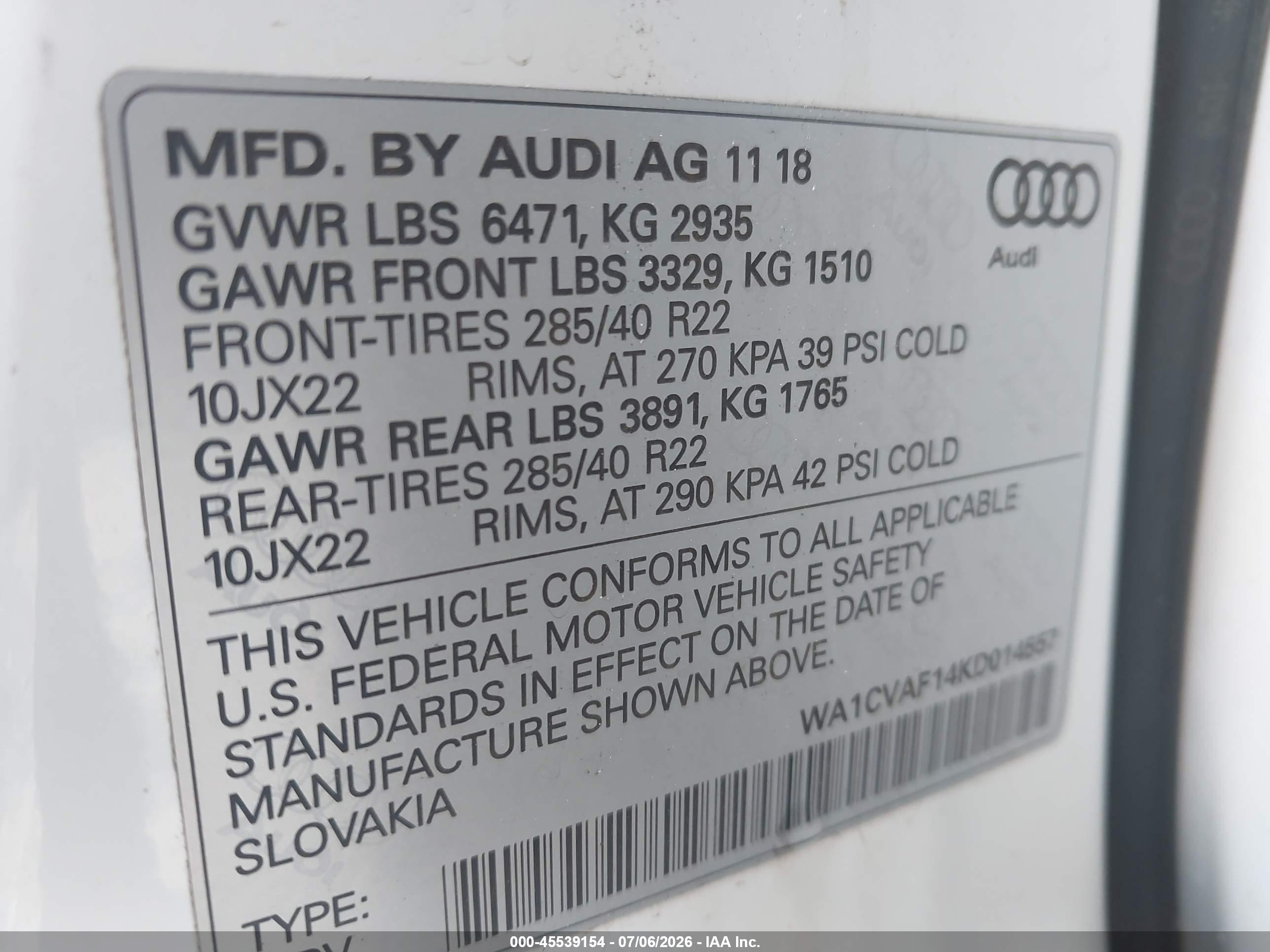 2019 AUDI Q8 55 PREMIUM