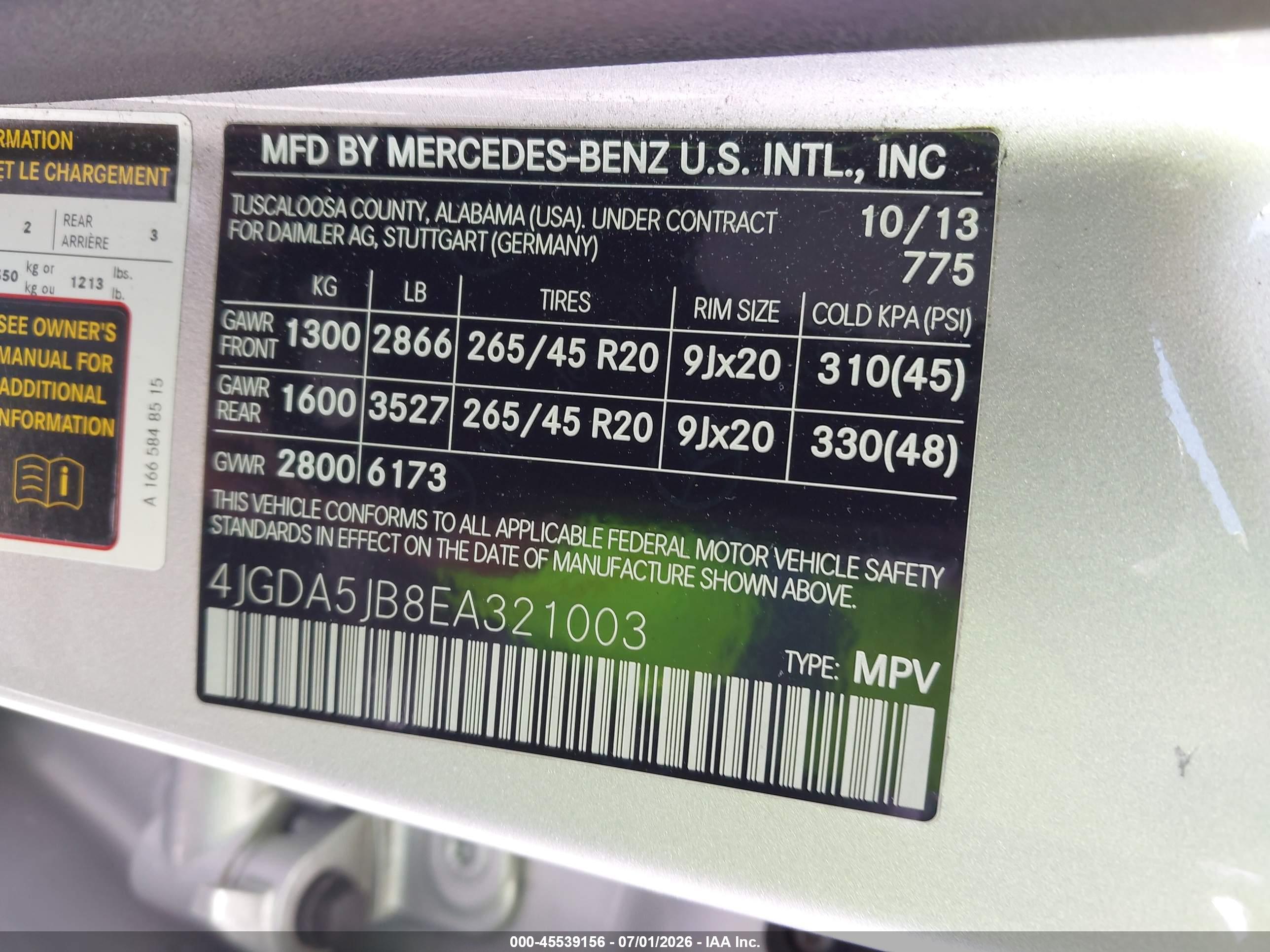 2014 MERCEDES-BENZ ML 350 ML350