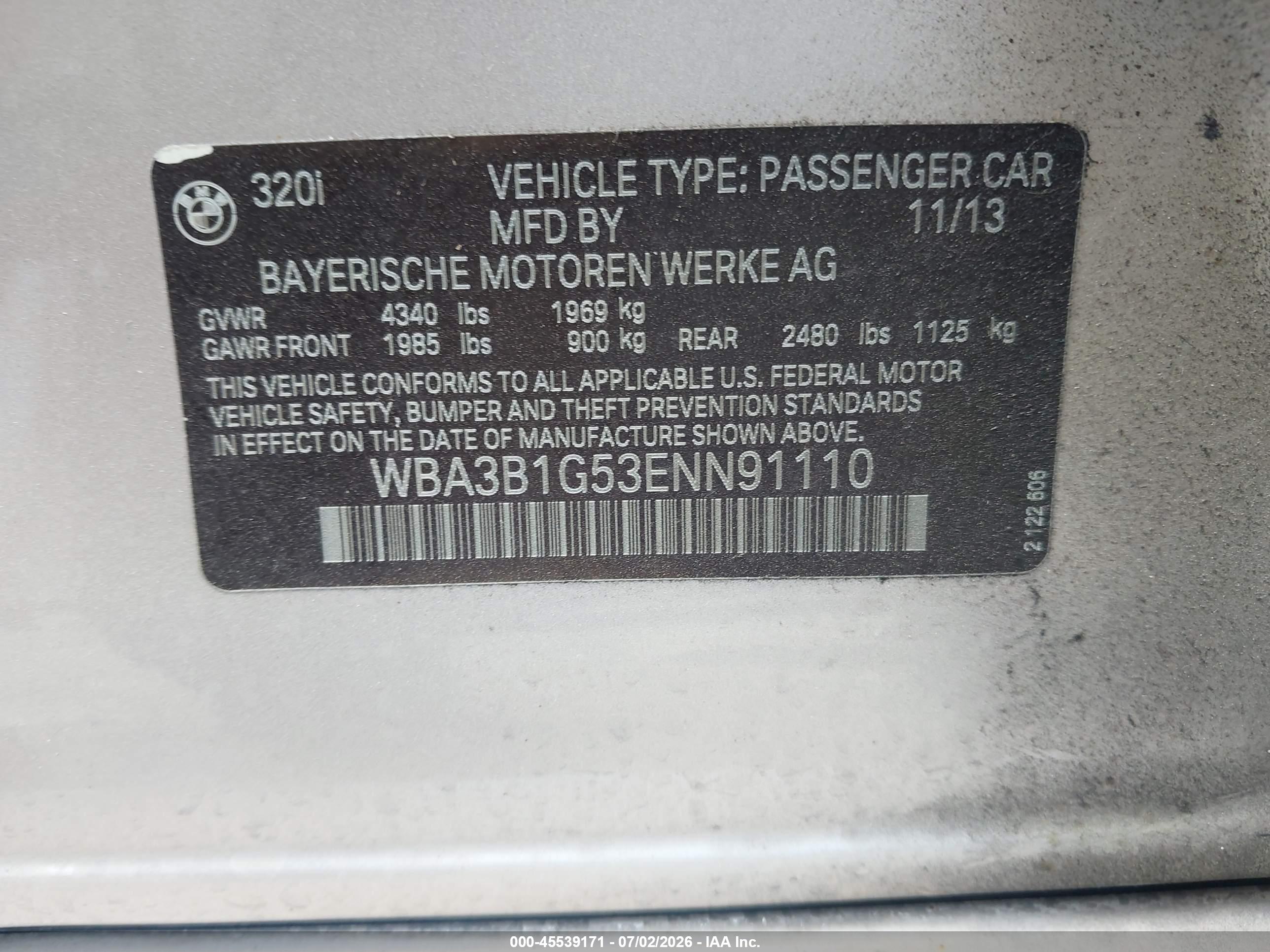 2014 BMW 320I SA