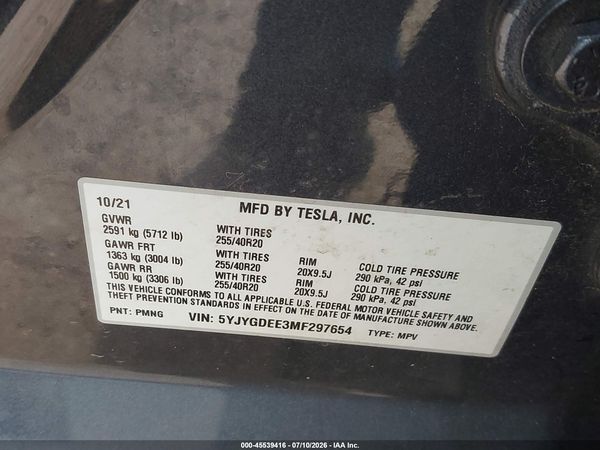 2021 TESLA MODEL Y