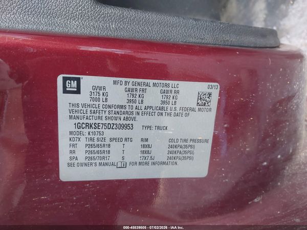 2013 CHEVROLET SILVERADO 1500 LT — I9
